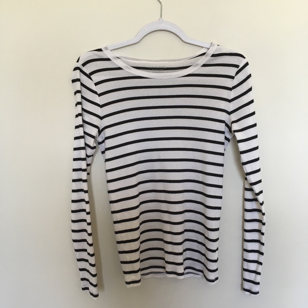 GAP Black & White Striped Long Sleeve Tee